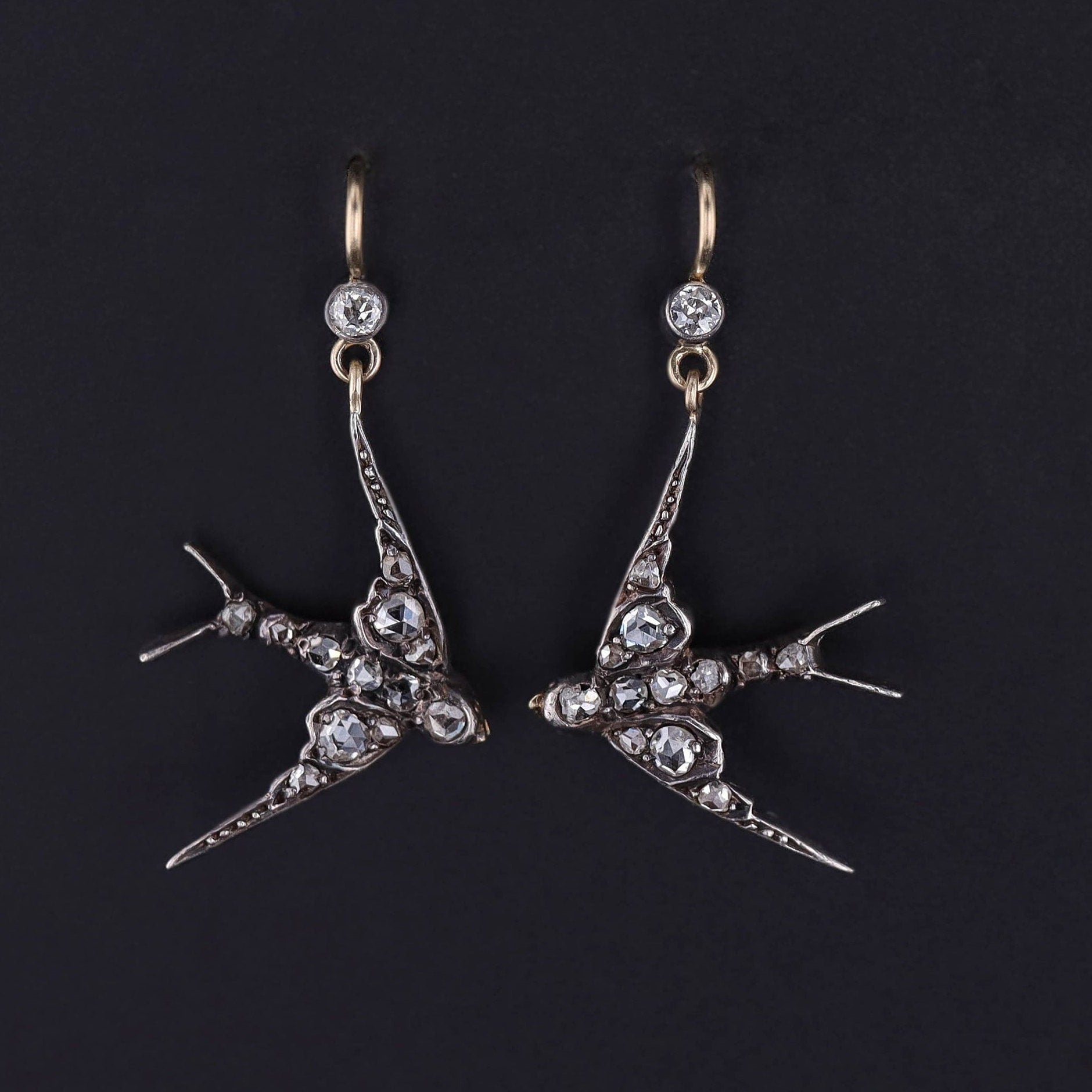 Antique Diamond Swallow Earrings - Trademark Antiques