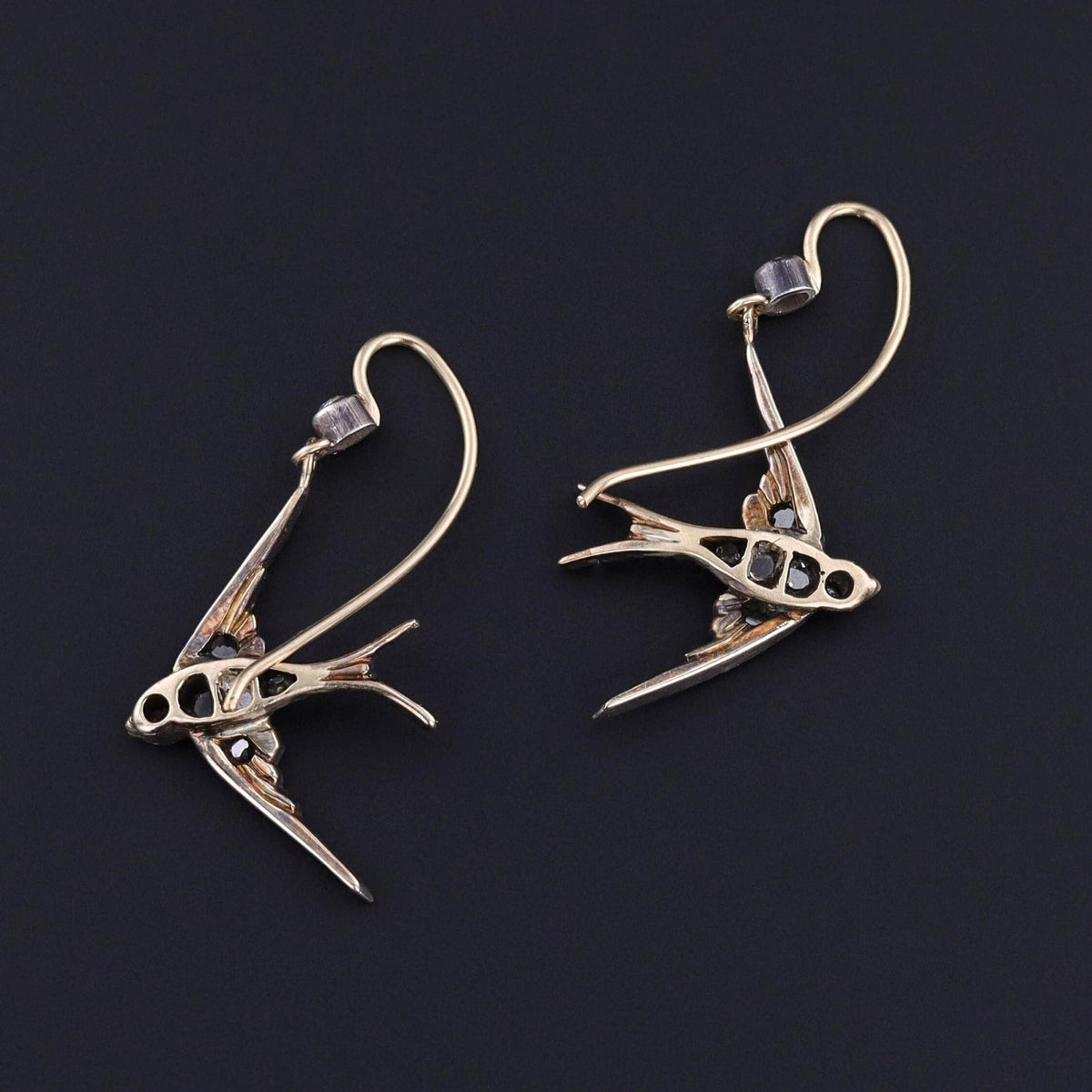 Antique Diamond Swallow Earrings - Trademark Antiques