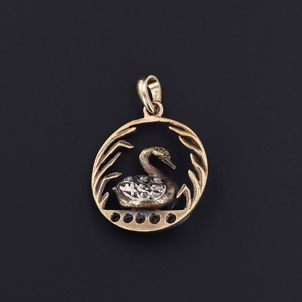 Antique Diamond Swan Pendant of 14k Gold - Trademark Antiques