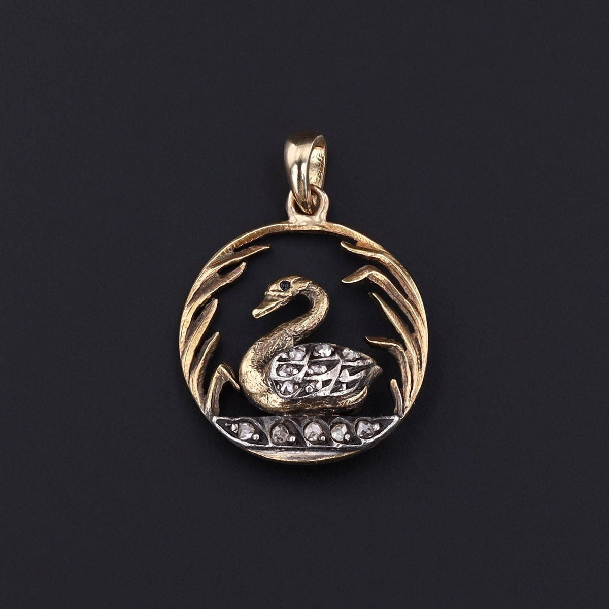 Antique Diamond Swan Pendant of 14k Gold - Trademark Antiques