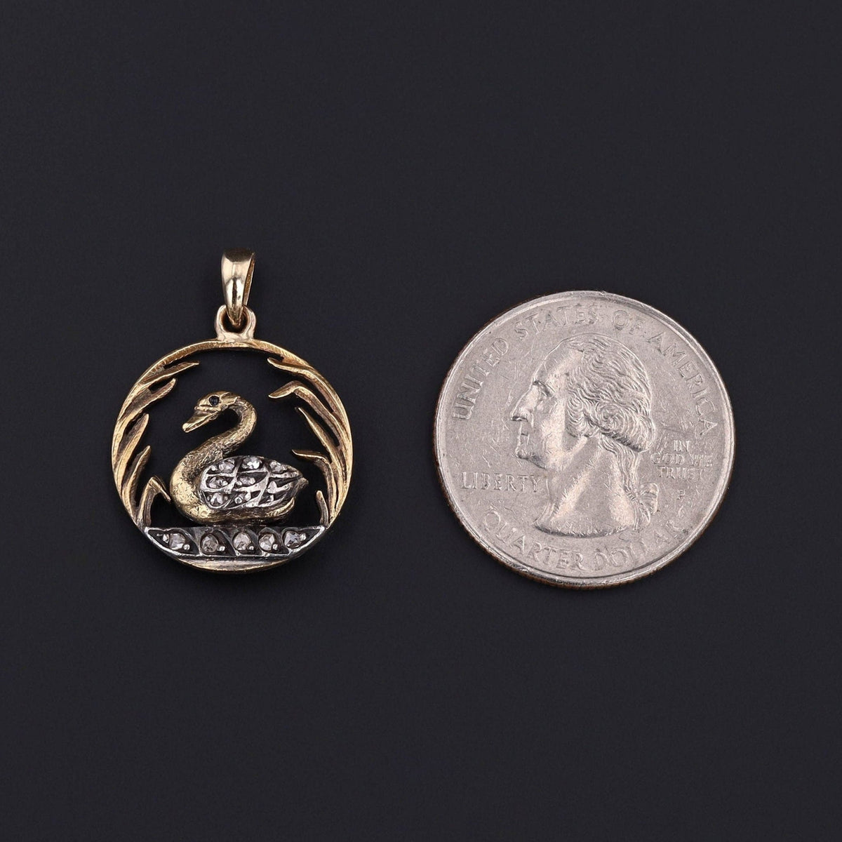 Antique Diamond Swan Pendant of 14k Gold - Trademark Antiques
