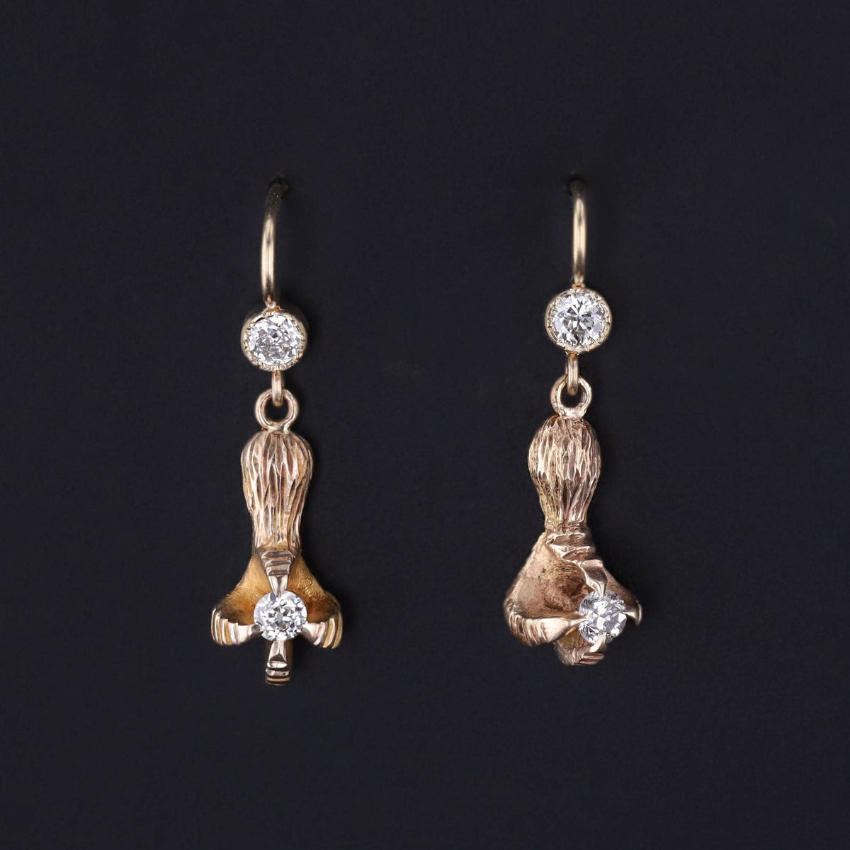 Antique Diamond Talon Conversion Earrings - Trademark Antiques