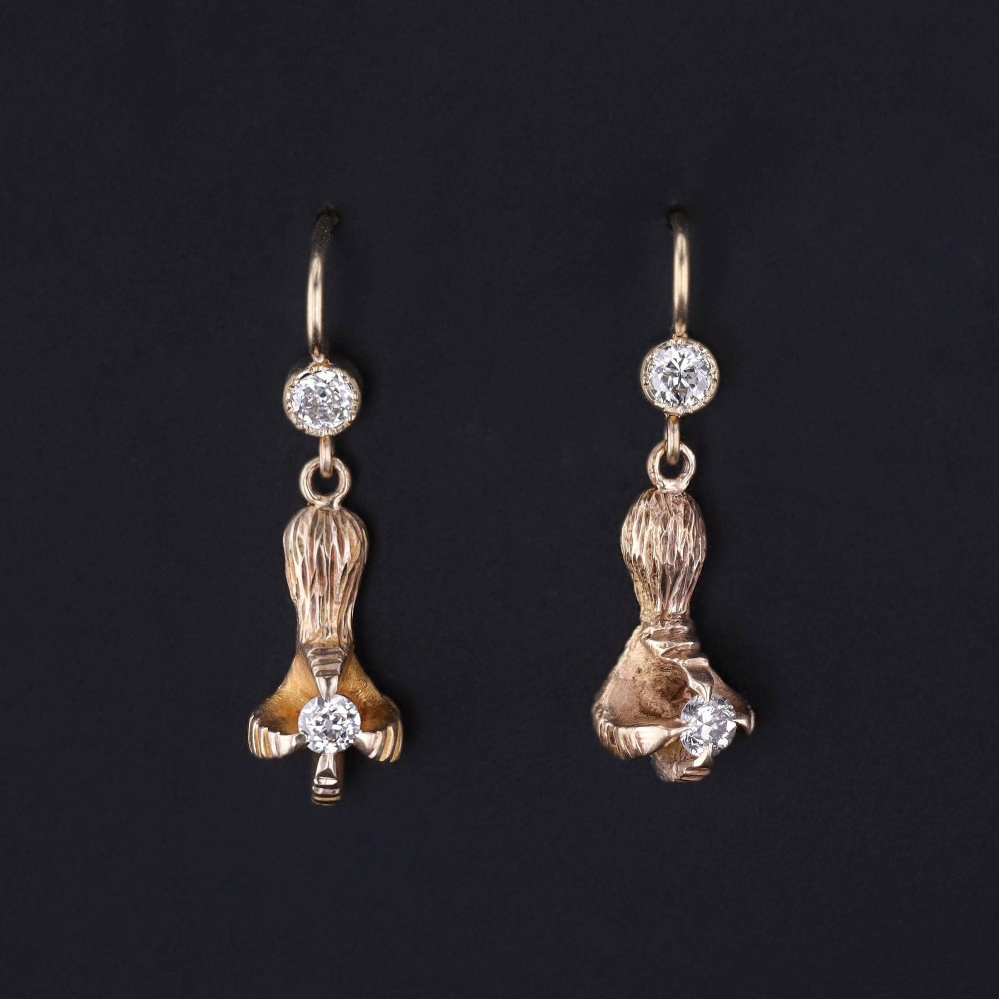 Antique Diamond Talon Conversion Earrings - Trademark Antiques