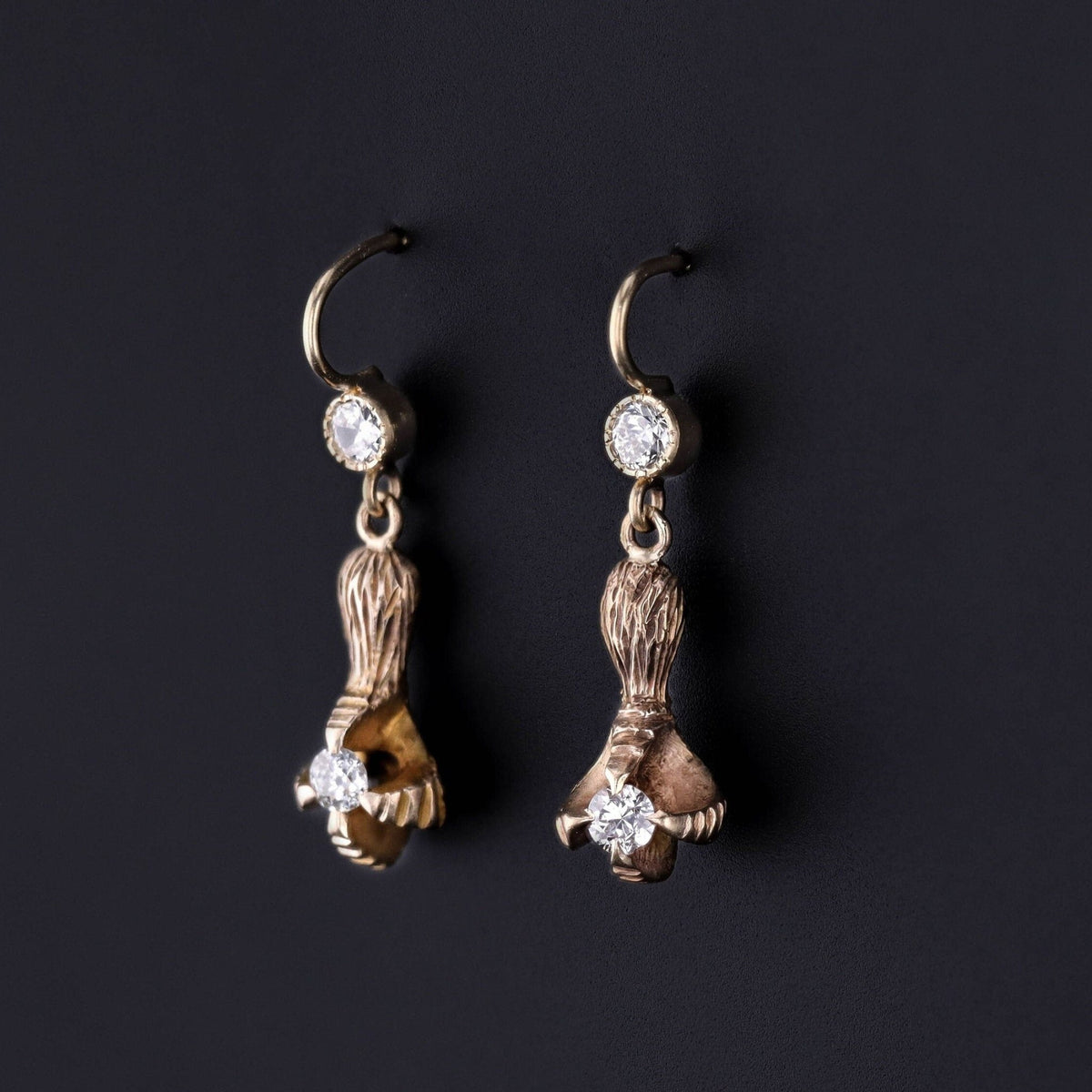 Antique Diamond Talon Conversion Earrings - Trademark Antiques