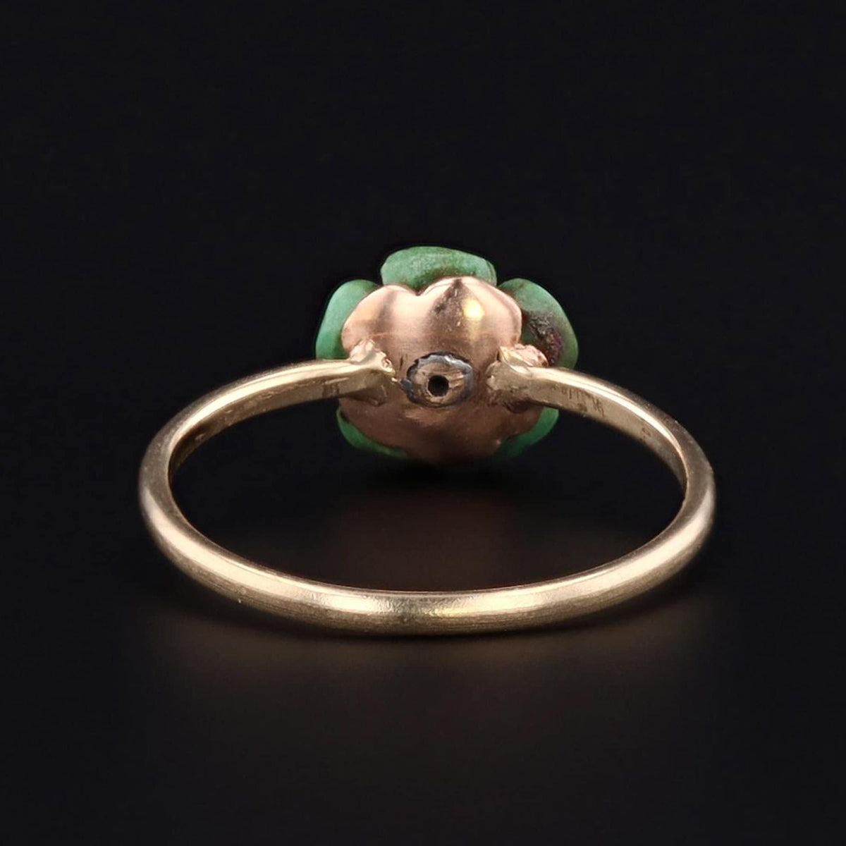 Antique Diamond &amp; Turquoise Flower Ring | 14k Gold Ring - Trademark Antiques