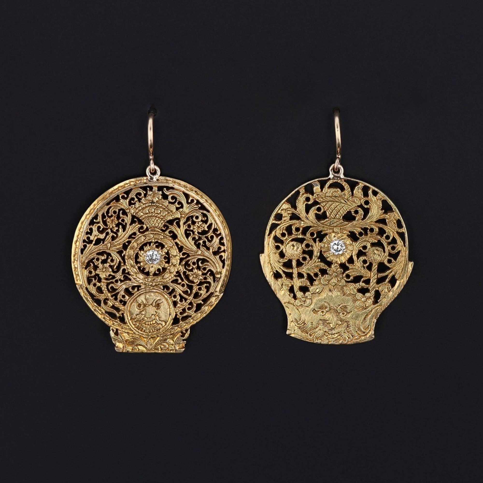 Antique Diamond Watchcock Conversion Earrings - Trademark Antiques