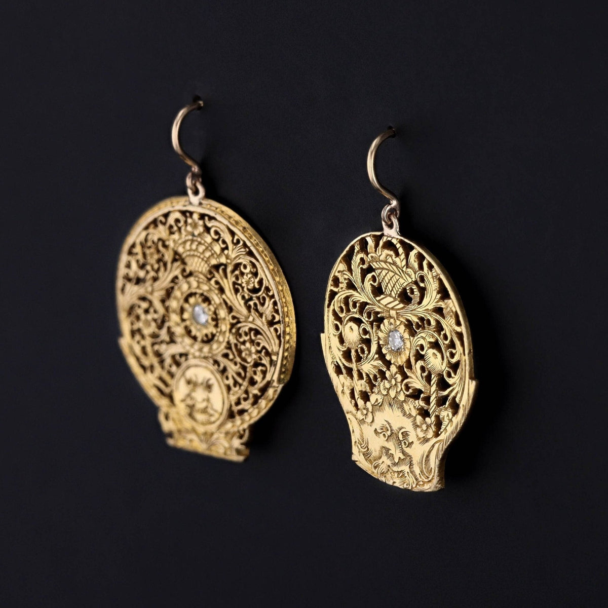 Antique Diamond Watchcock Conversion Earrings - Trademark Antiques