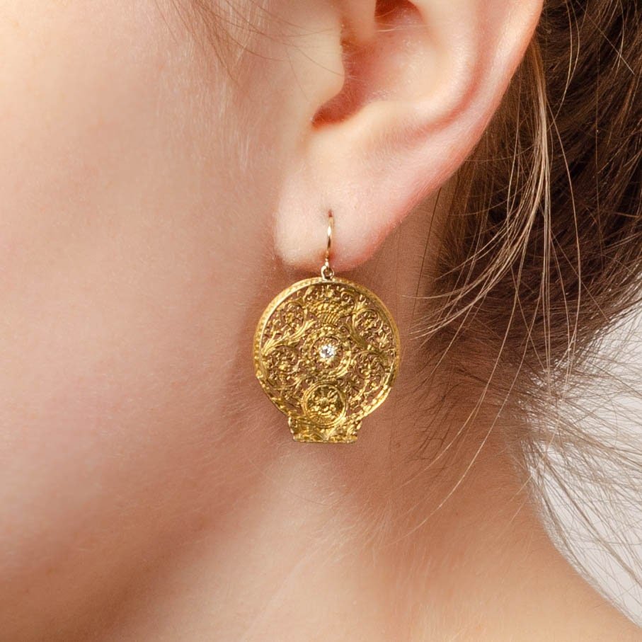 Antique Diamond Watchcock Conversion Earrings - Trademark Antiques