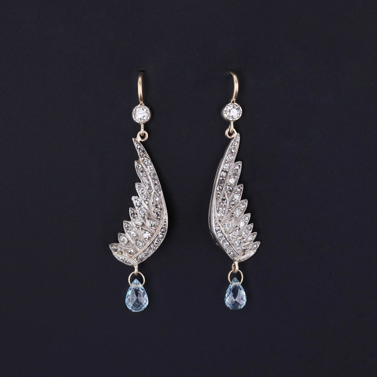 Antique Diamond Wing Earrings of 18k Gold - Trademark Antiques