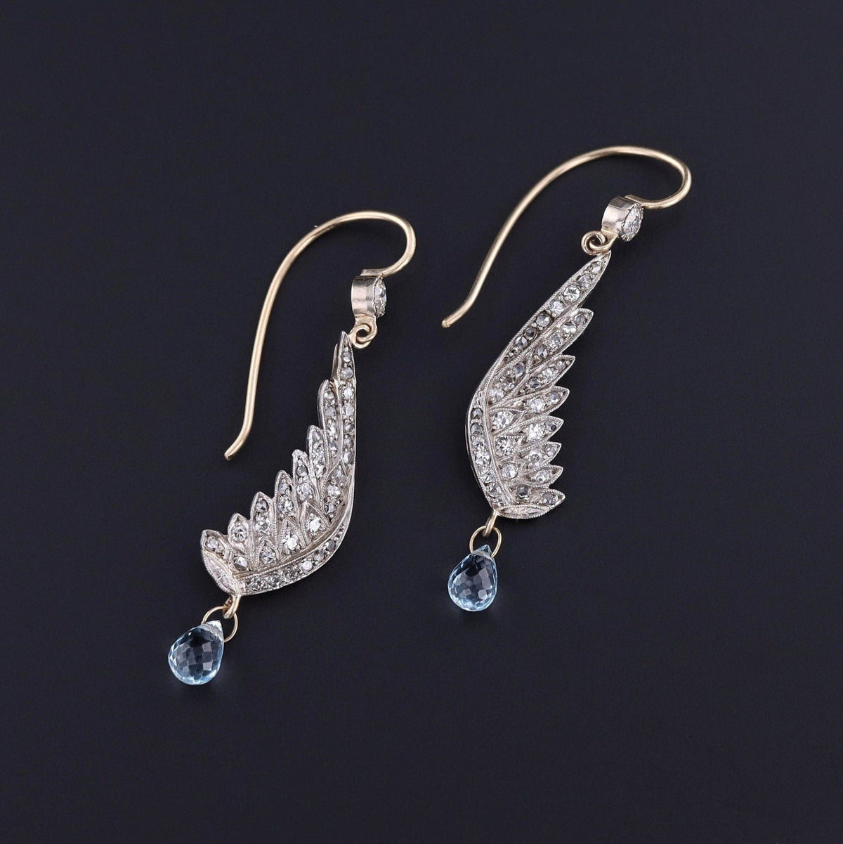 Antique Diamond Wing Earrings of 18k Gold - Trademark Antiques