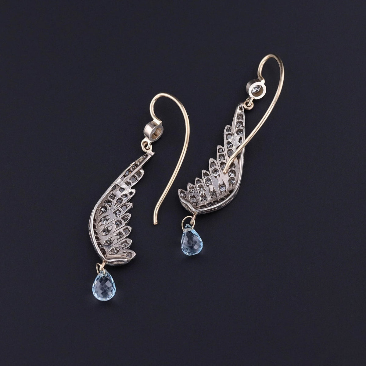 Antique Diamond Wing Earrings of 18k Gold - Trademark Antiques
