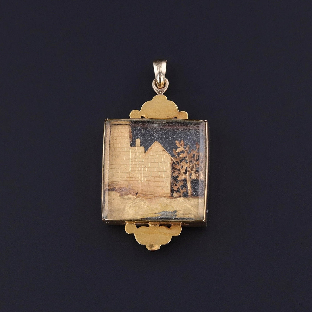 Antique Diorama Conversion Pendant of 18k Gold - Trademark Antiques