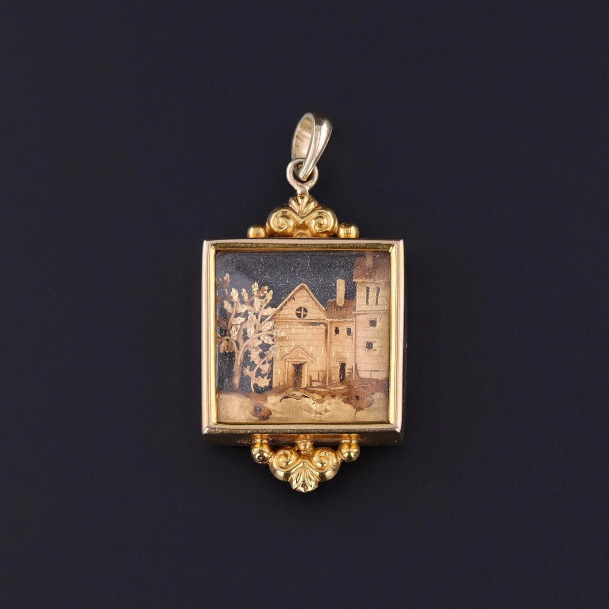 Antique Diorama Conversion Pendant of 18k Gold - Trademark Antiques