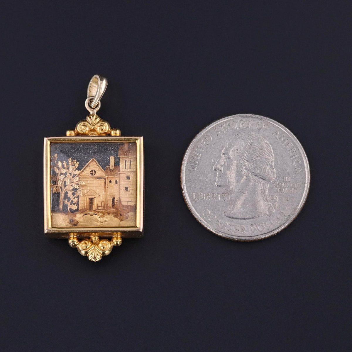 Antique Diorama Conversion Pendant of 18k Gold - Trademark Antiques