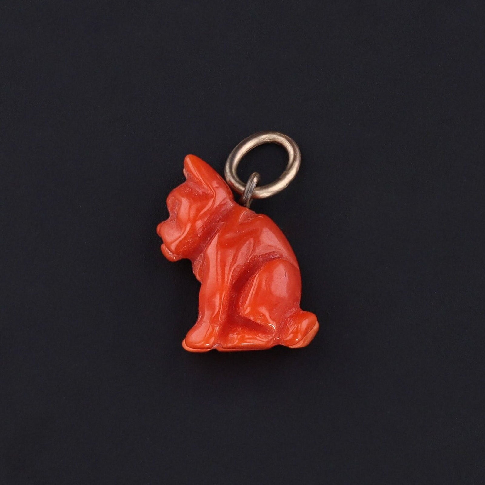 Antique Dog Charm | Carved Coral Dog Charm - Trademark Antiques