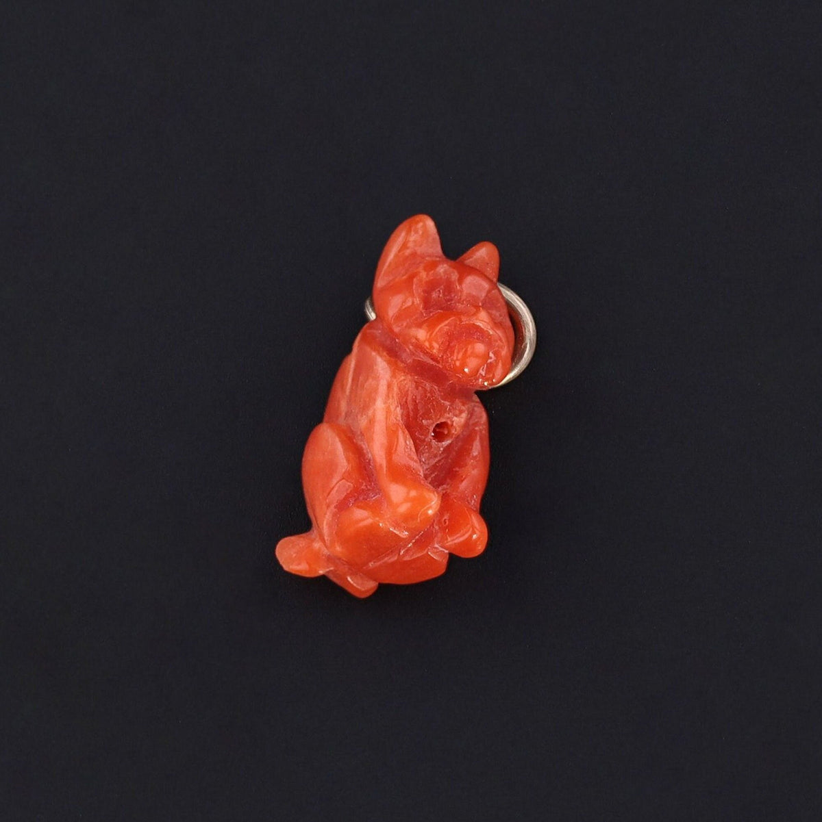 Antique Dog Charm | Carved Coral Dog Charm - Trademark Antiques