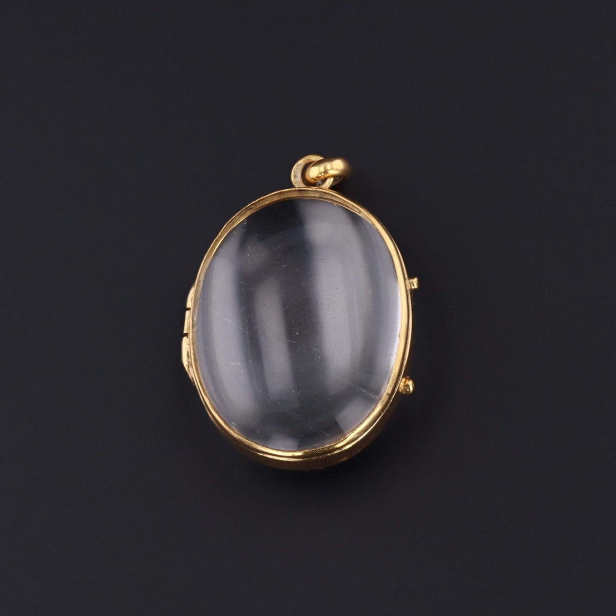 Antique Domed Glass Locket | 14k Gold Locket - Trademark Antiques