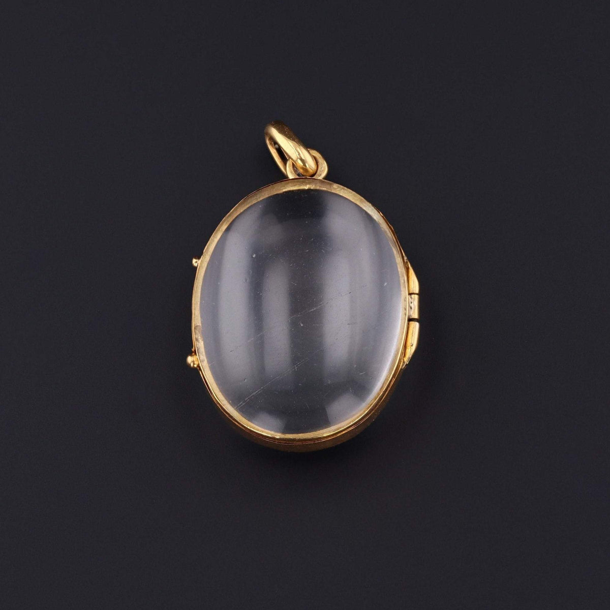 Antique Domed Glass Locket | 14k Gold Locket - Trademark Antiques