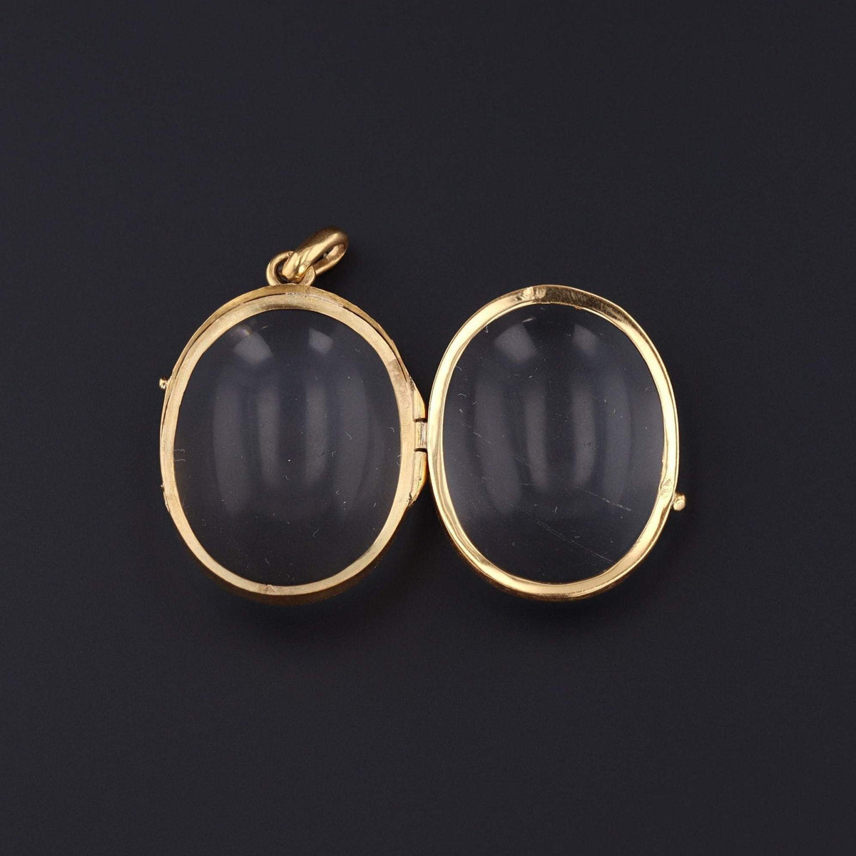 Antique Domed Glass Locket | 14k Gold Locket - Trademark Antiques