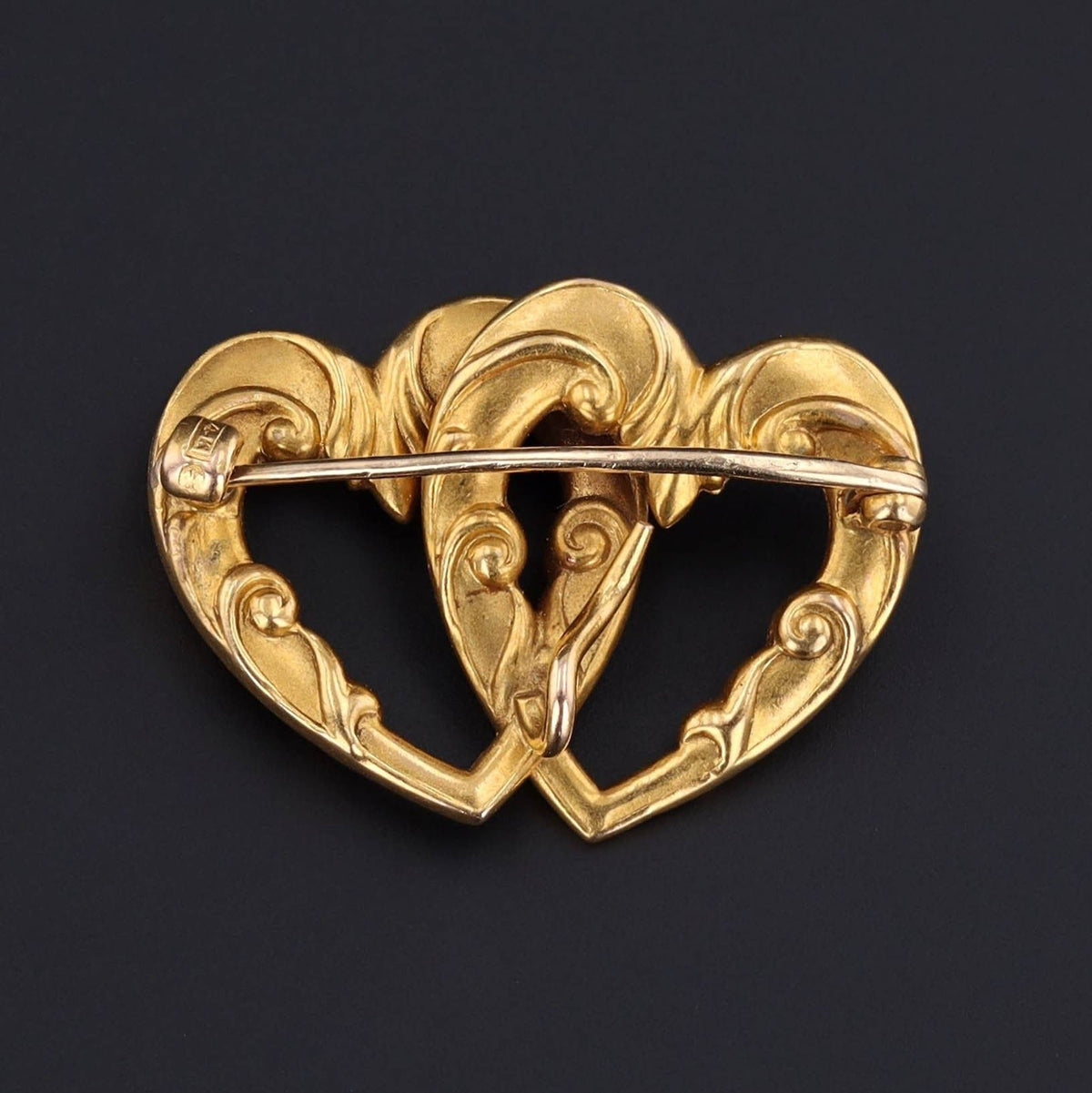 Antique Double Heart Brooch | Antique Heart Pin - Trademark Antiques