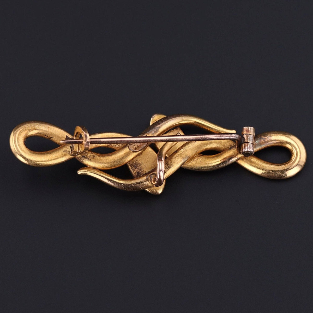 Antique Double Snake Brooch or Pendant | Gold Fix Brooch - Trademark Antiques