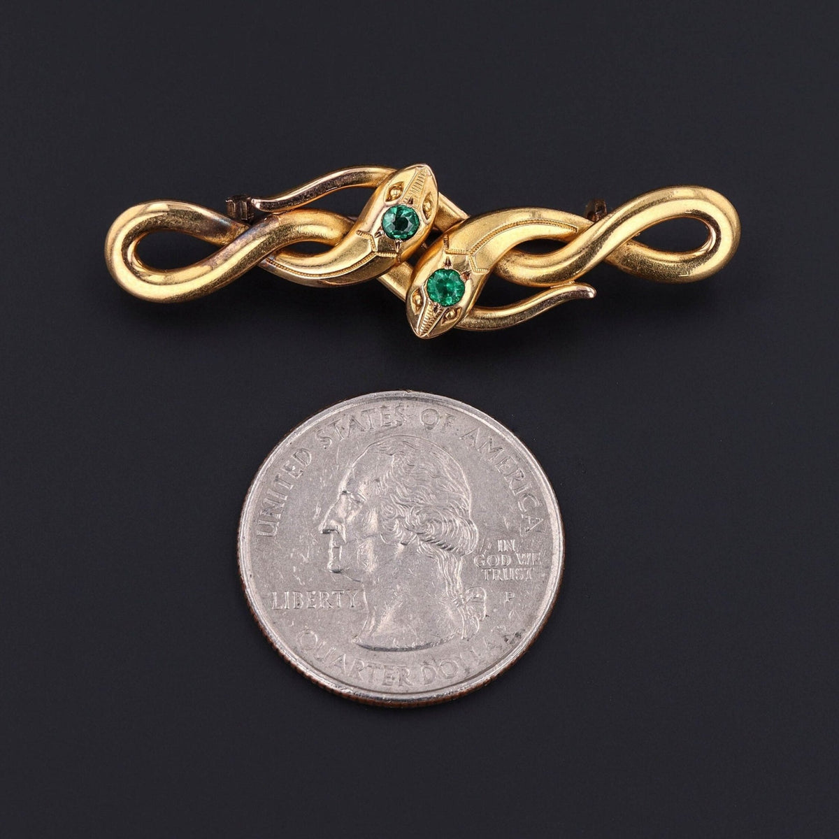 Antique Double Snake Brooch or Pendant | Gold Fix Brooch - Trademark Antiques