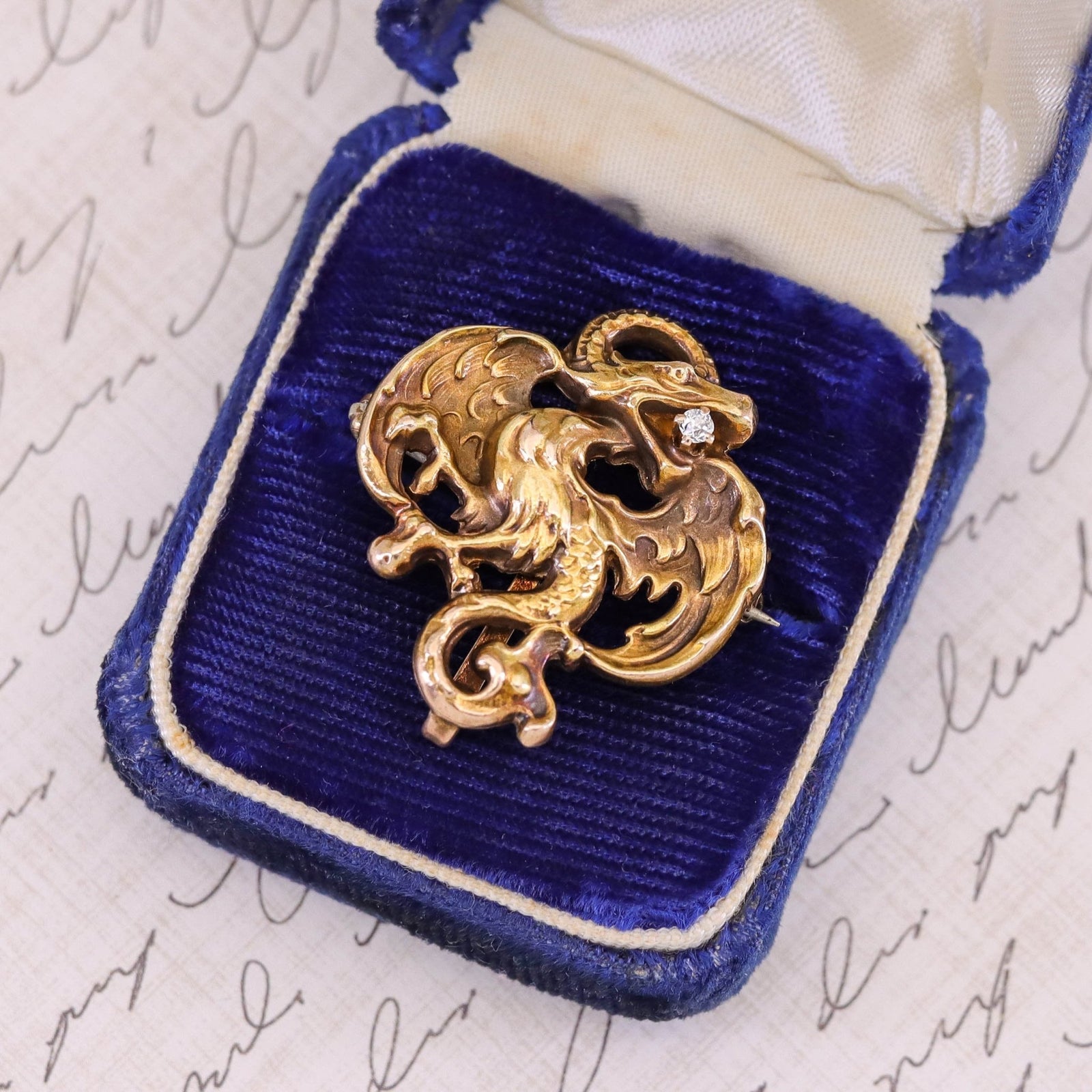 Antique Dragon Brooch of 10k Gold - Trademark Antiques