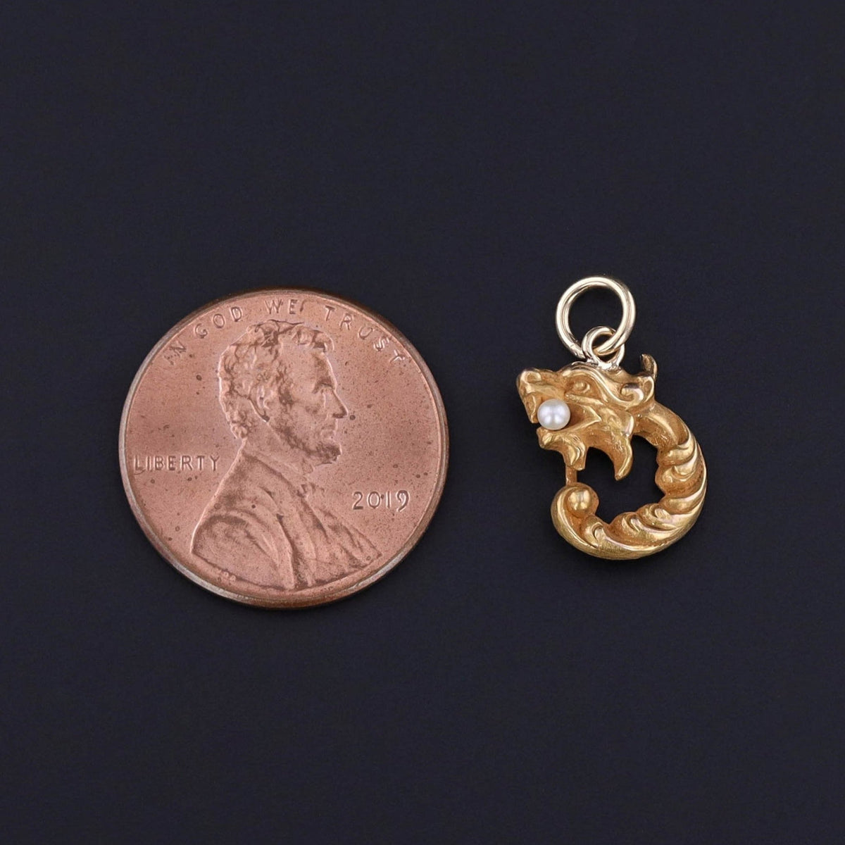 Antique Dragon Conversion Charm of 14k Gold - Trademark Antiques