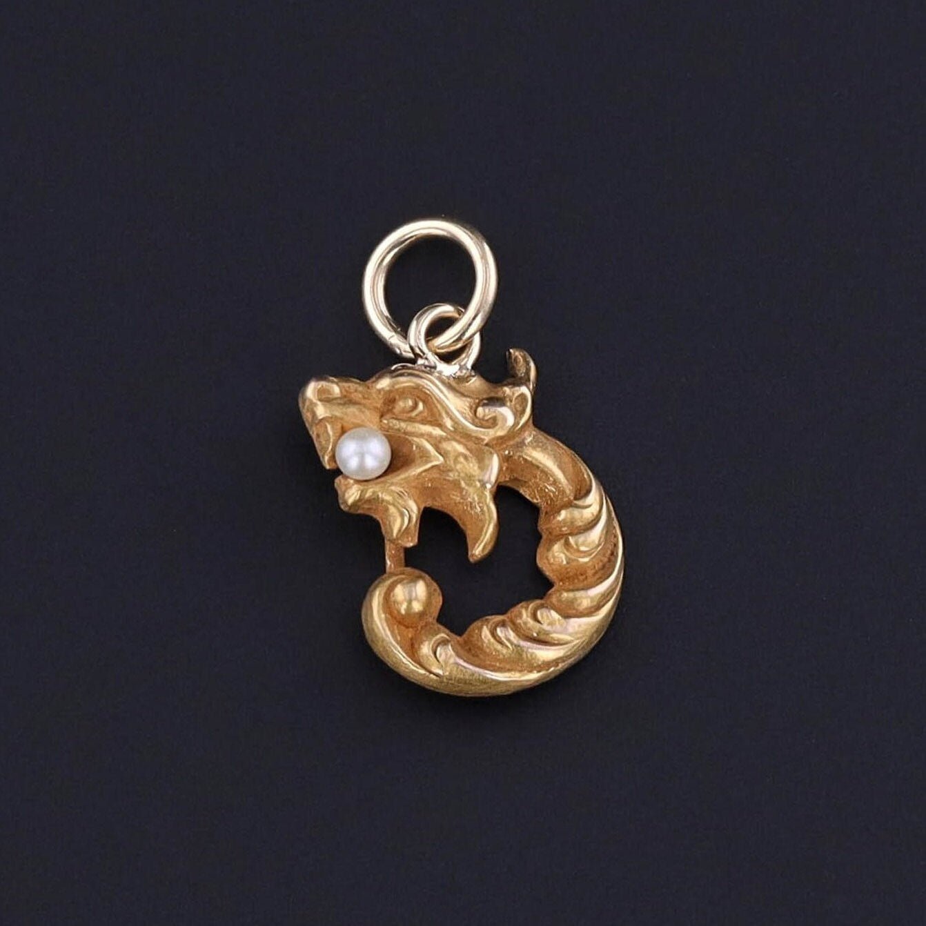 Antique Dragon Conversion Charm of 14k Gold - Trademark Antiques