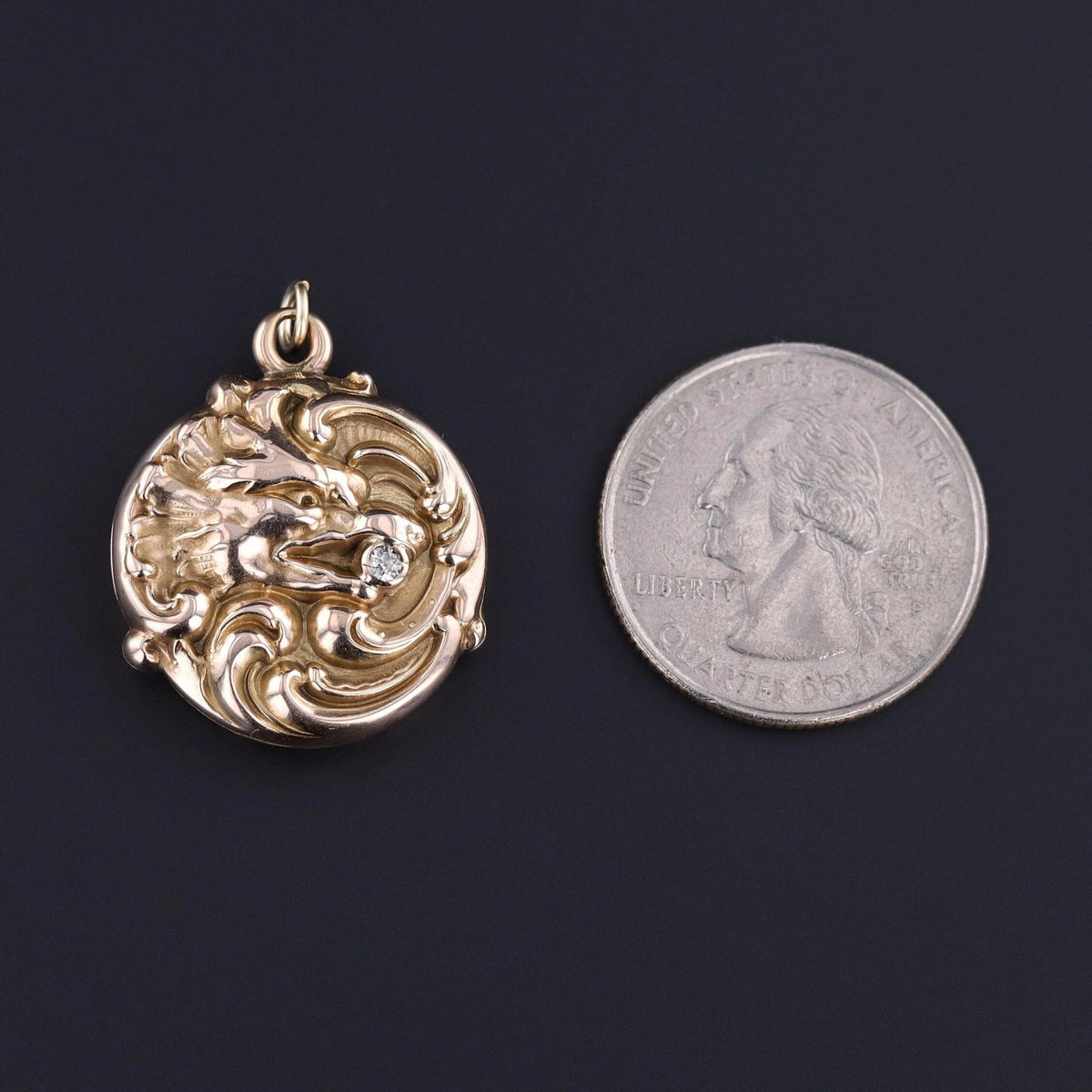 Antique Dragon Locket of 10k Gold - Trademark Antiques