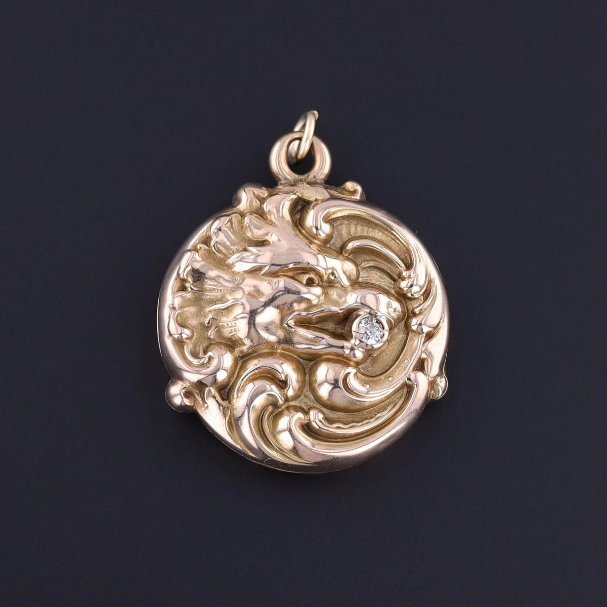 Antique Dragon Locket of 10k Gold - Trademark Antiques