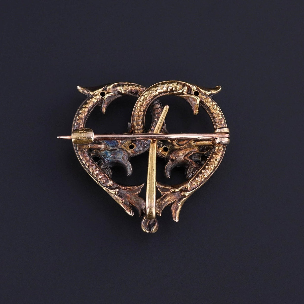 Antique Dragon Watch Pin of 14k Gold - Trademark Antiques