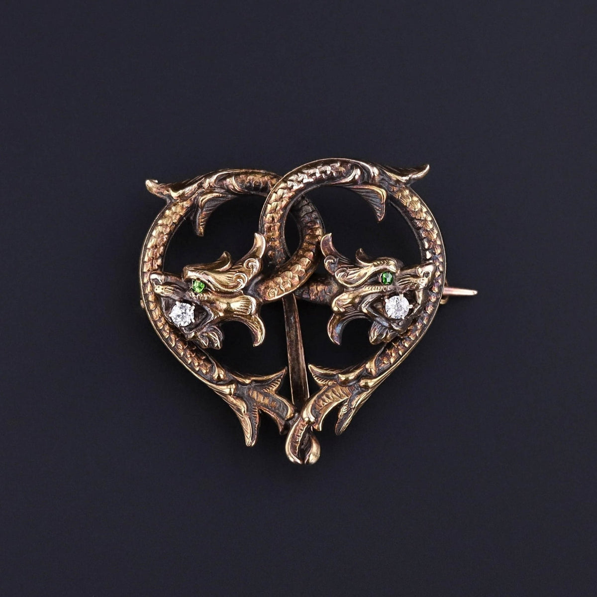 Antique Dragon Watch Pin of 14k Gold - Trademark Antiques