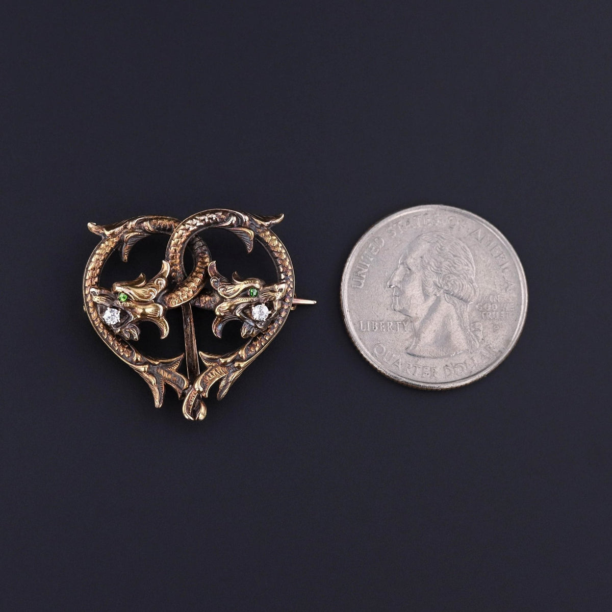 Antique Dragon Watch Pin of 14k Gold - Trademark Antiques