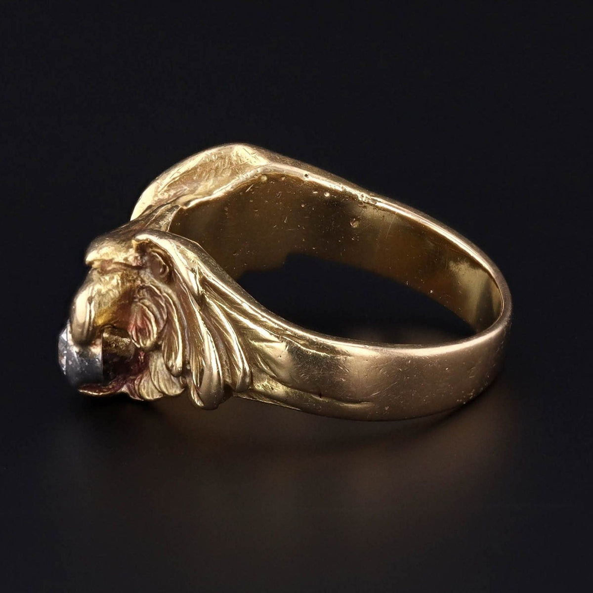 Antique Eagle With Diamond Ring | 14k Gold Ring - Trademark Antiques