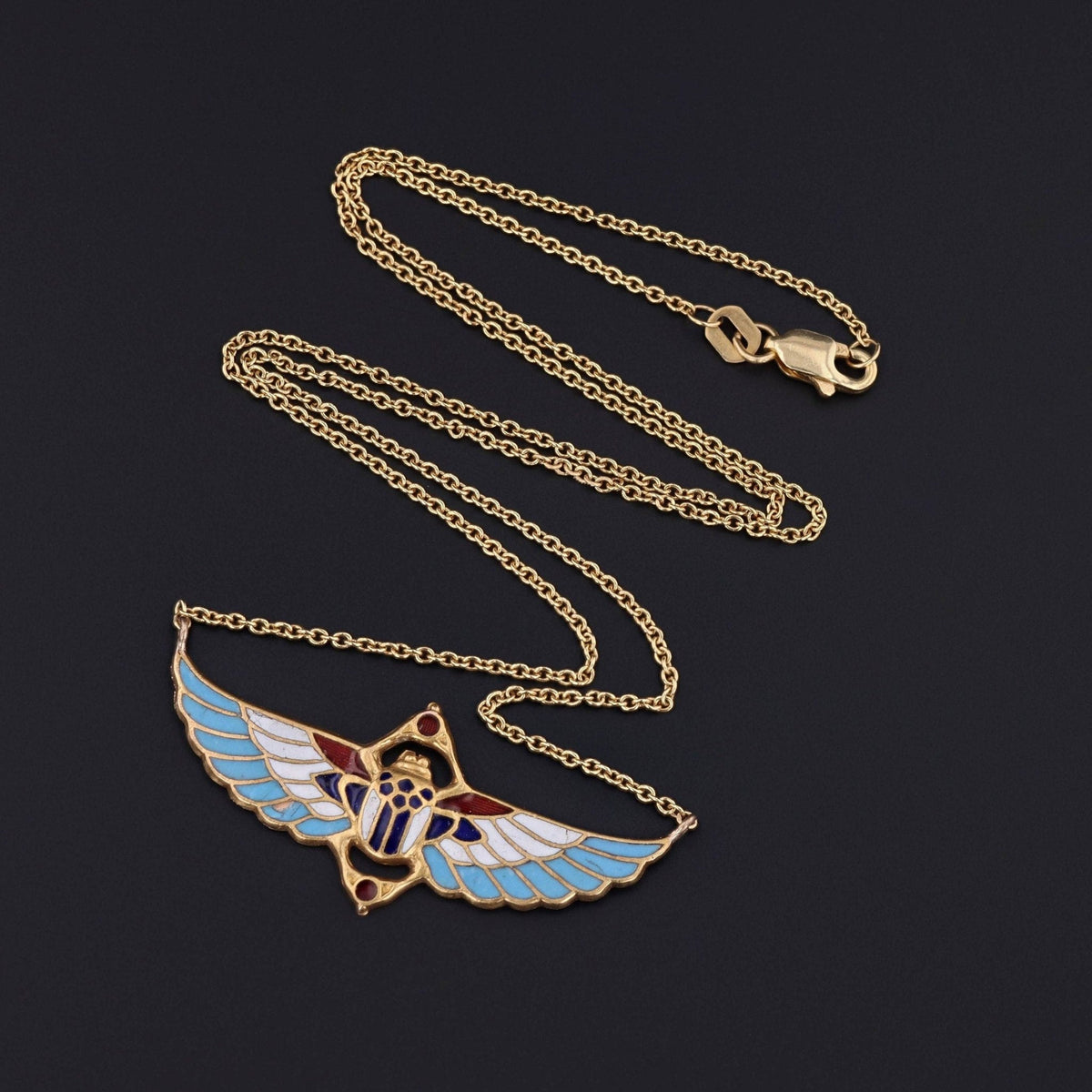 Antique Egyptian Revival Enamel Conversion Necklace - Trademark Antiques