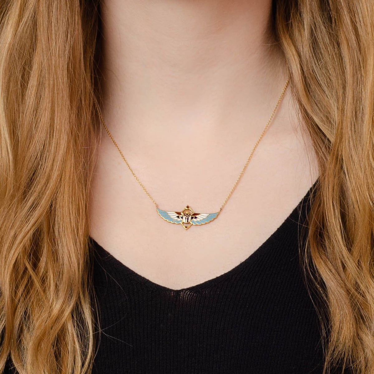 Antique Egyptian Revival Enamel Conversion Necklace - Trademark Antiques