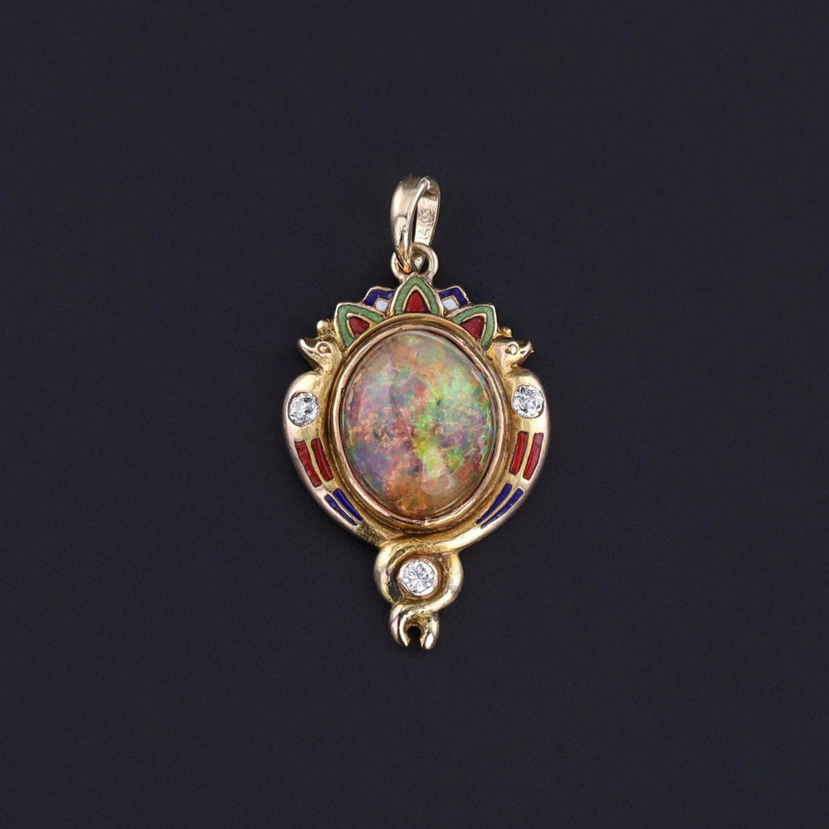 Antique Egyptian Revival Opal Pendant of 14k Gold - Trademark Antiques