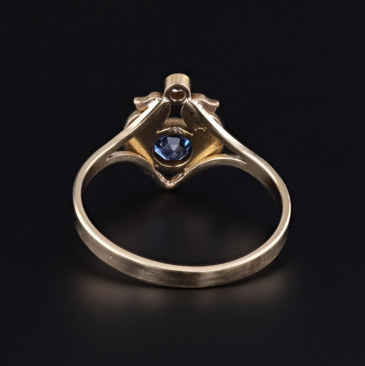 Antique Egyptian Revival Sapphire Conversion Ring of 14k Gold - Trademark Antiques