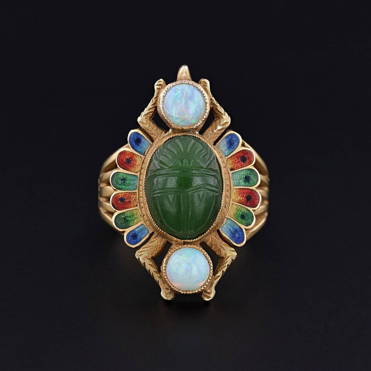 Antique Egyptian Revival Scarab Ring of 18k Gold - Trademark Antiques