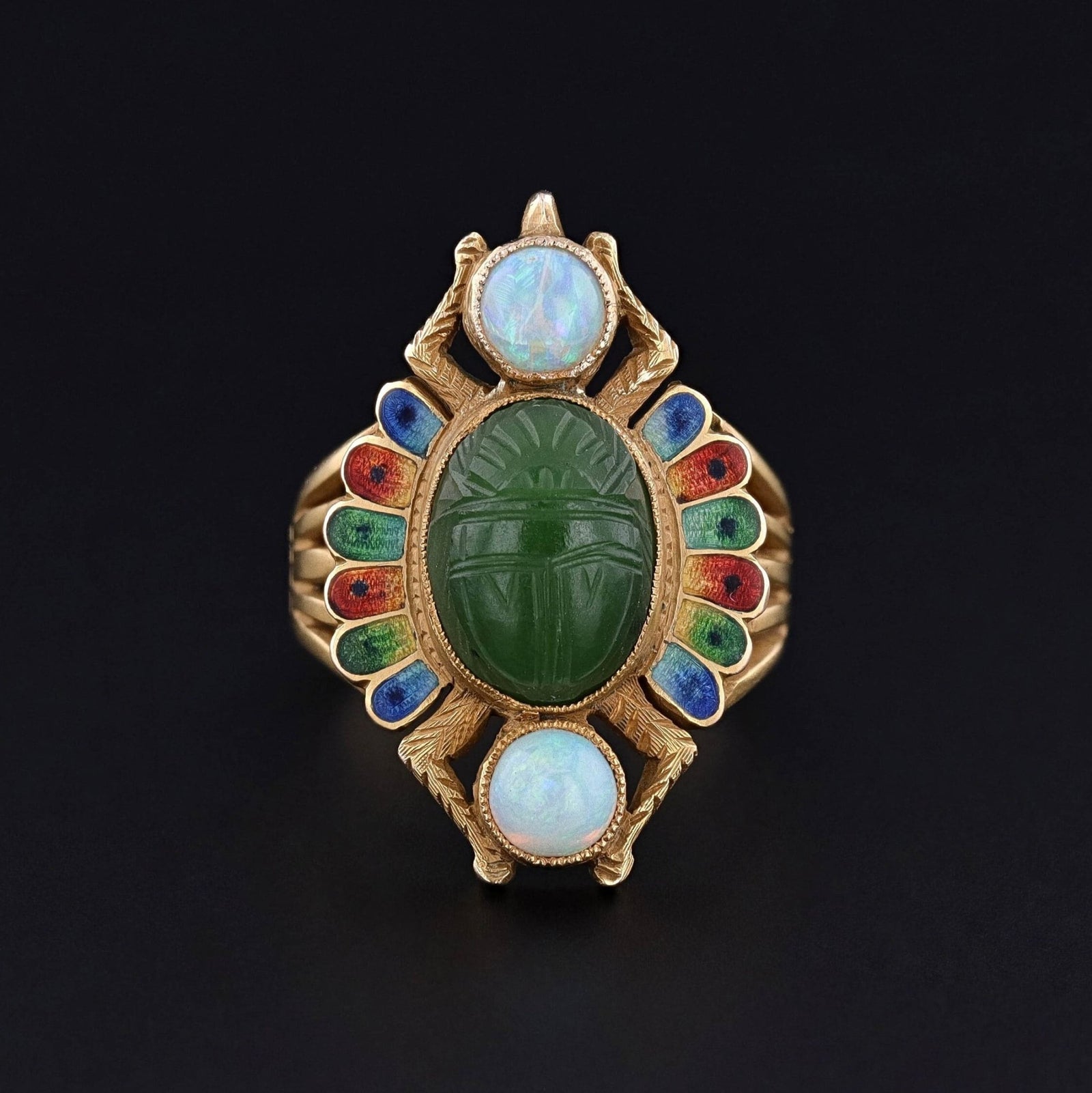 Antique Egyptian Revival Scarab Ring of 18k Gold - Trademark Antiques