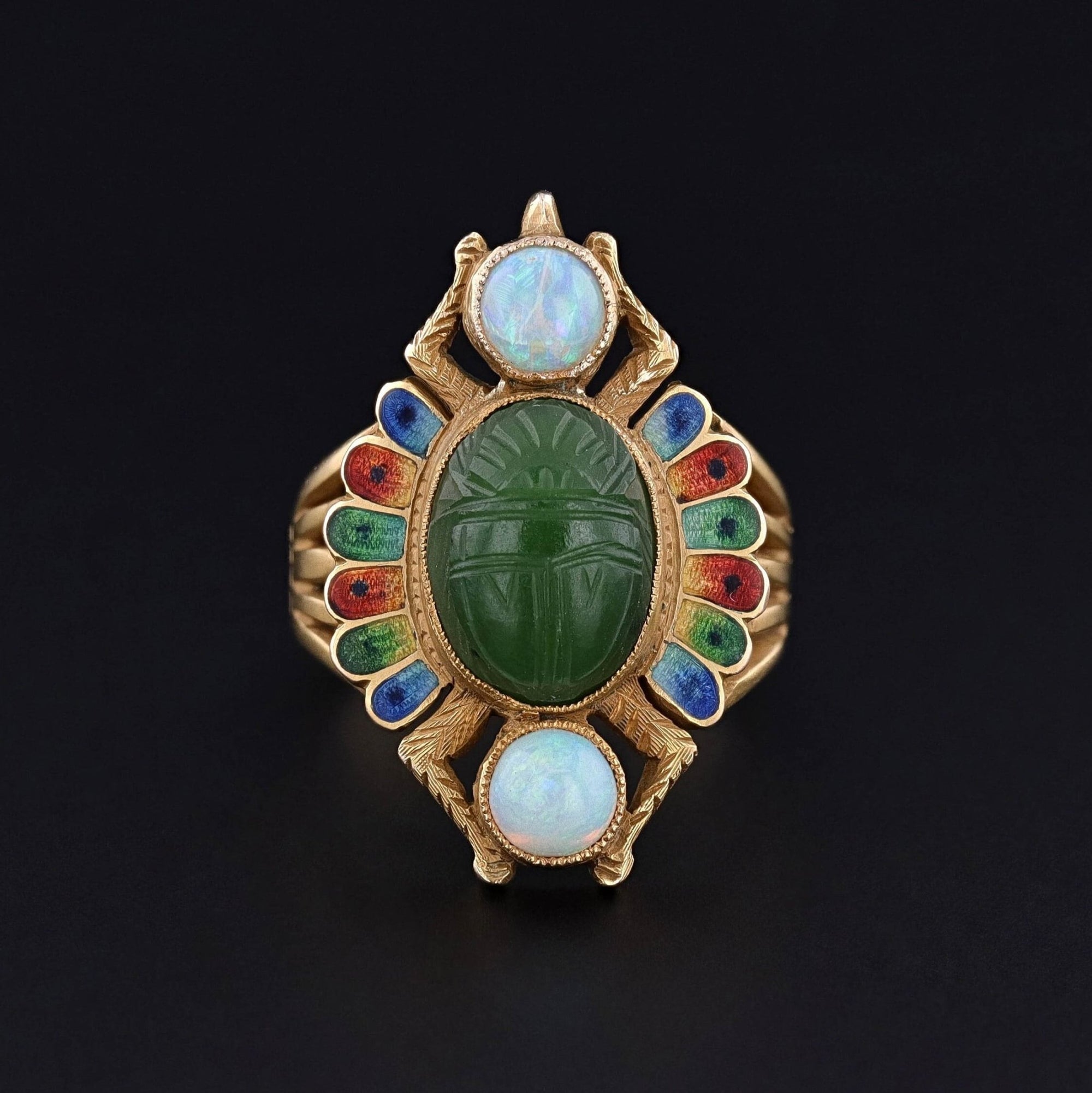 Antique Egyptian Revival Scarab Ring of 18k Gold - Trademark Antiques
