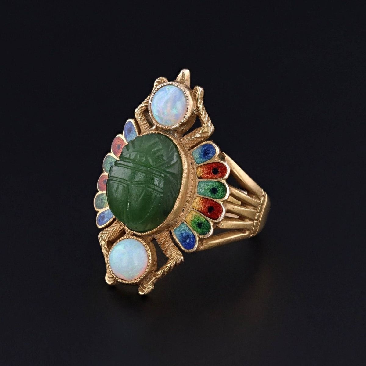 Antique Egyptian Revival Scarab Ring of 18k Gold - Trademark Antiques