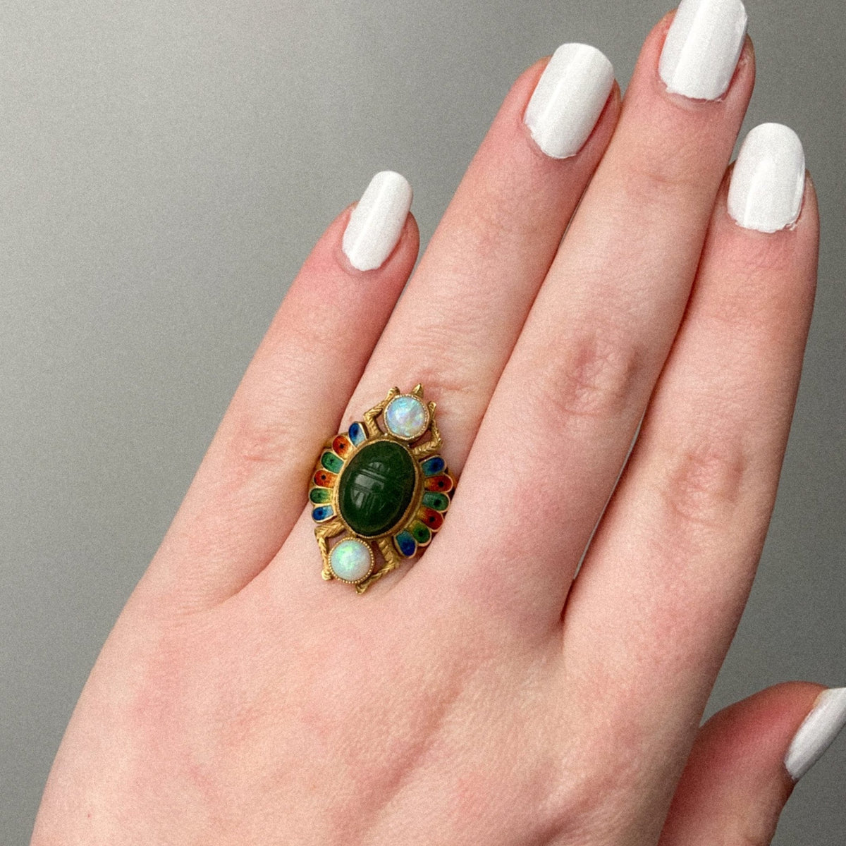 Antique Egyptian Revival Scarab Ring of 18k Gold - Trademark Antiques