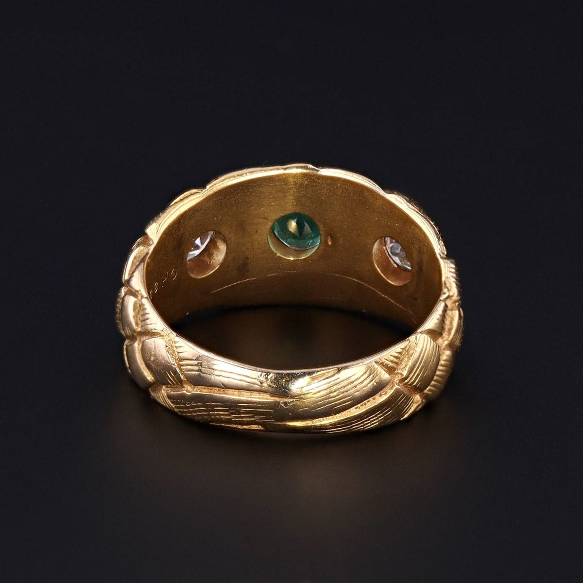 Antique Emerald and Diamond Ring of 14k Gold - Trademark Antiques