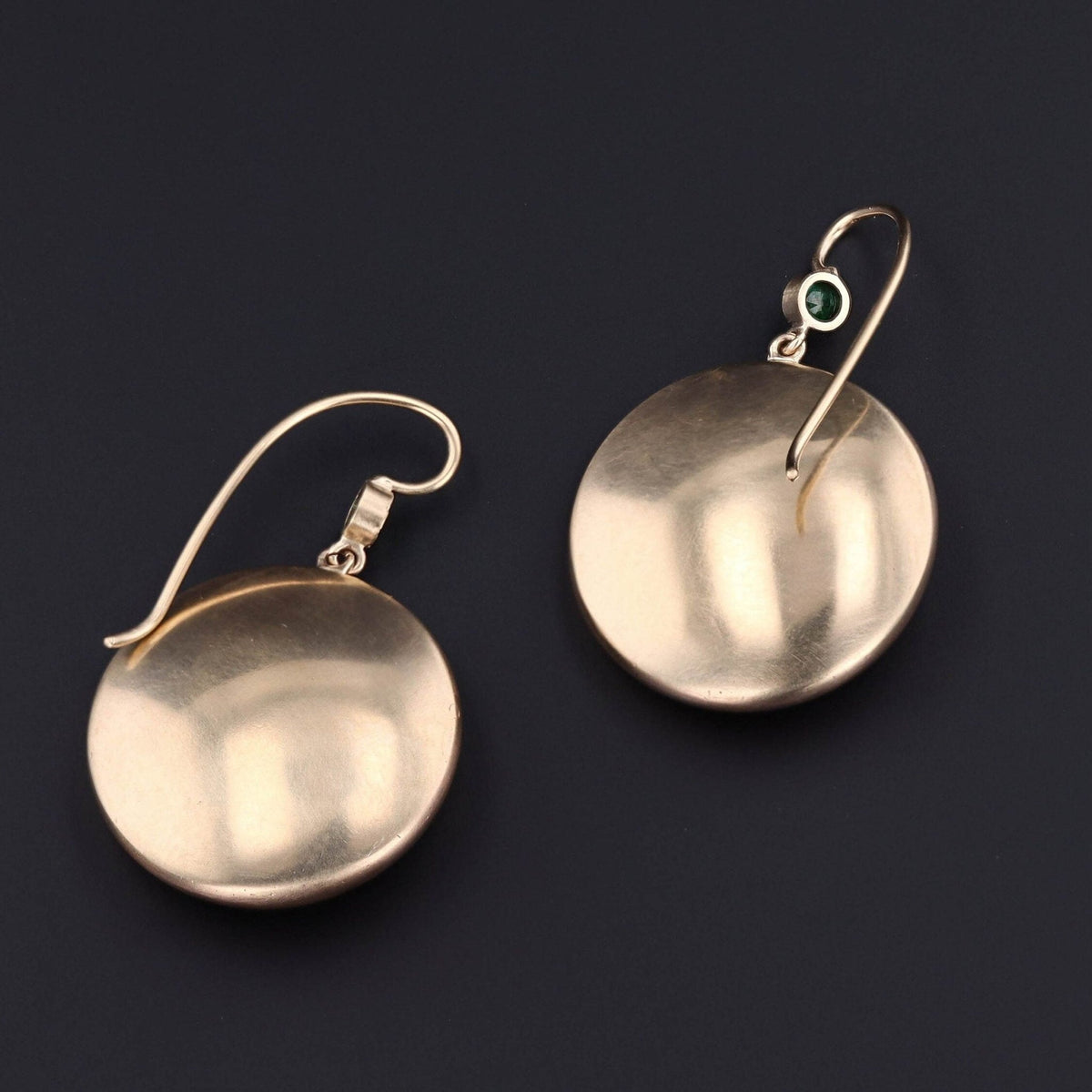 Antique Emerald Bird Conversion Earrings of 14k Gold - Trademark Antiques