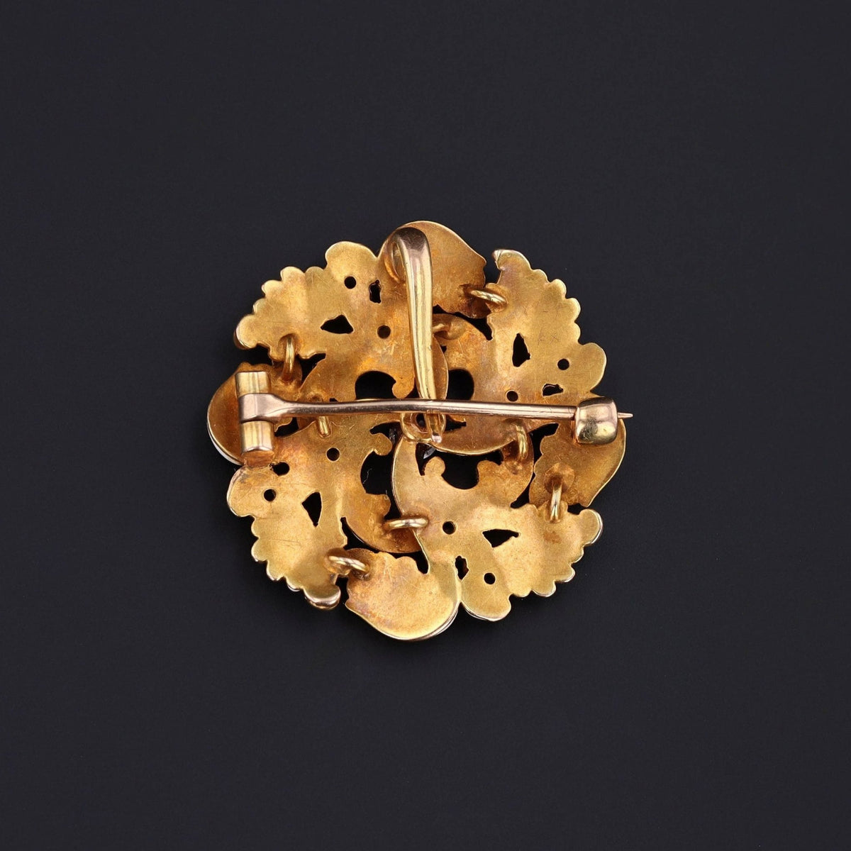 Antique Enamel and Diamond Brooch of 14k Gold - Trademark Antiques