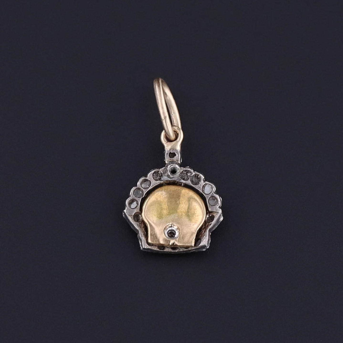 Antique Enamel and Diamond Crown Charm of 18k Gold - Trademark Antiques