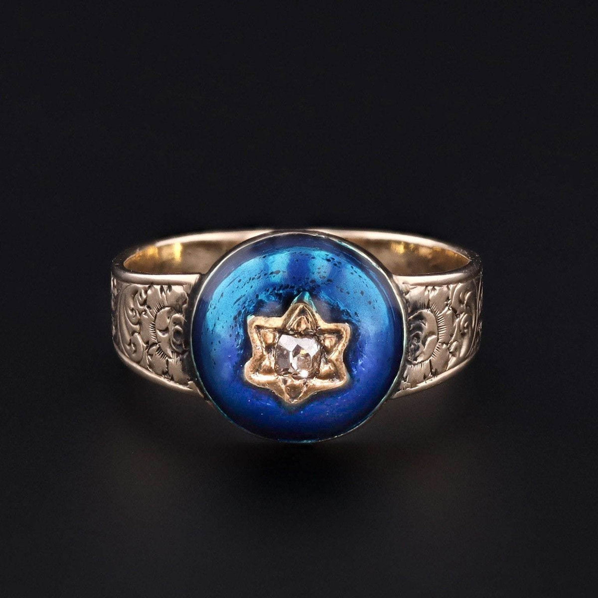 Antique Enamel and Diamond Star Ring | Antique Ring - Trademark Antiques