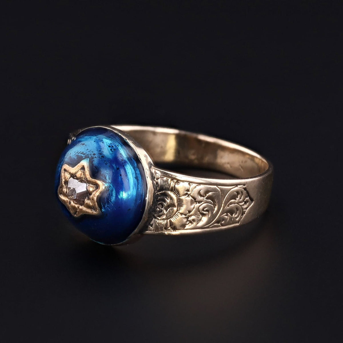 Antique Enamel and Diamond Star Ring | Antique Ring - Trademark Antiques